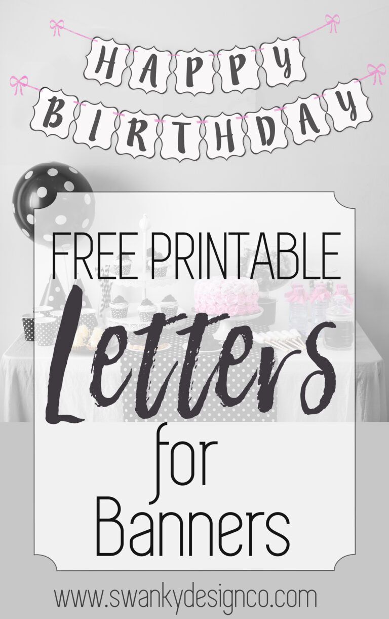 Free Printable Black and White Banner Letters - Swanky Design Co.